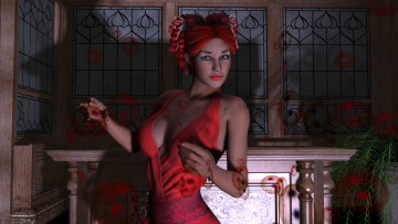 Картинка 3д+графика people+ люди взгляд рыжая девушка