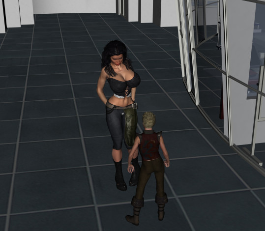 Обои картинки фото 3д графика, people , люди, коридор, парень, девушка