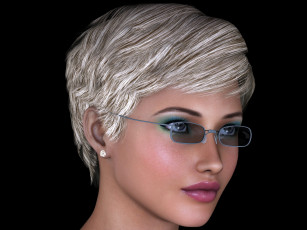 Картинка 3д+графика портрет+ portraits взгляд фон блондинка очки девушка
