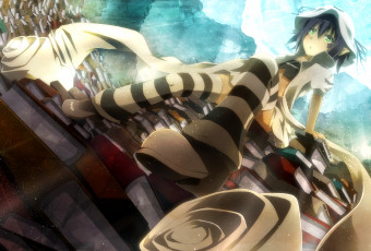 обоя аниме, yumekui merry, dennryuurai, книги, ленты, татуировка, шляпа, девушка, merry, nightmare