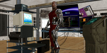 Картинка 3д+графика _science+fiction фон киборг взгляд мужчина