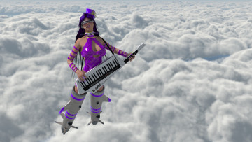 Картинка 3д+графика фантазия+ fantasy фон взгляд полет девушка