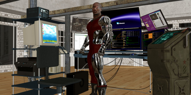 Обои картинки фото 3д графика, _science fiction, фон, киборг, взгляд, мужчина