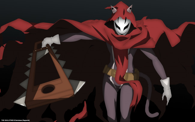 Обои картинки фото аниме, yumekui merry, тряпье, хвост, пила, оружие, шарф, шляпа, рога, john, doe, маска