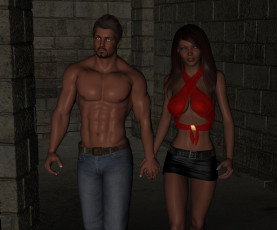 Картинка 3д+графика люди+ people девушка взгляд фон парень