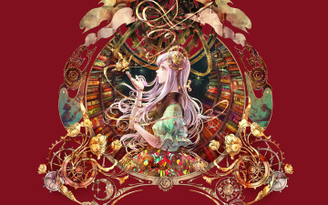 Картинка аниме оружие +техника +технологии девушка кукла поет механизмы книги