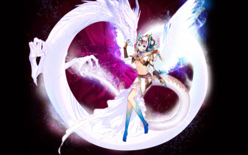 Картинка аниме животные +существа девочка дракон