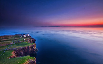 Картинка природа маяки маяк обрыв берег дорога море рассвет