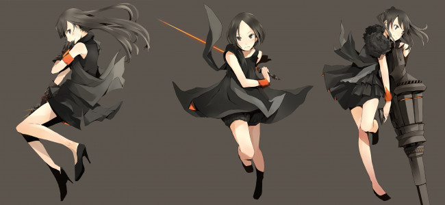 Обои картинки фото аниме, оружие,  техника,  технологии, девушки