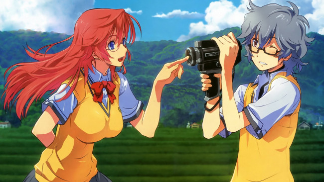 Обои картинки фото аниме, ano natsu de matteru, девушки, взгляд, фон