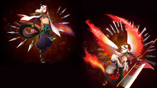 Обои картинки фото аниме, животные,  существа, парни, арт, оружие