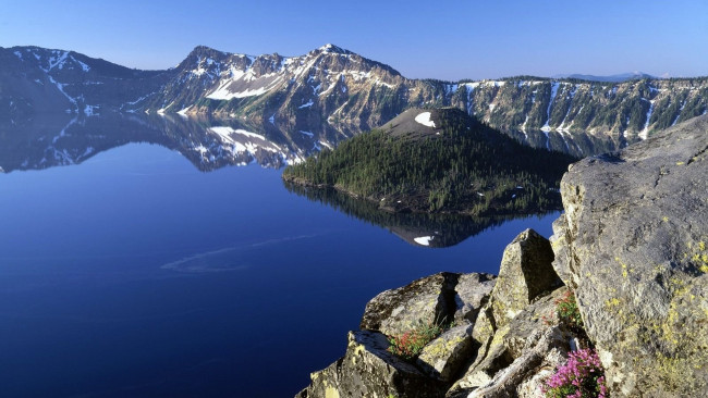 Обои картинки фото природа, реки, озера, горы, озеро, камни, деревья, остров