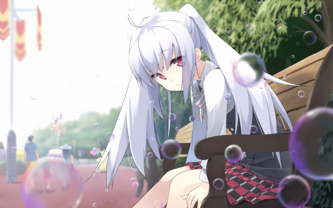 Обои картинки фото аниме, unknown,  другое, девушка, взгляд, фон