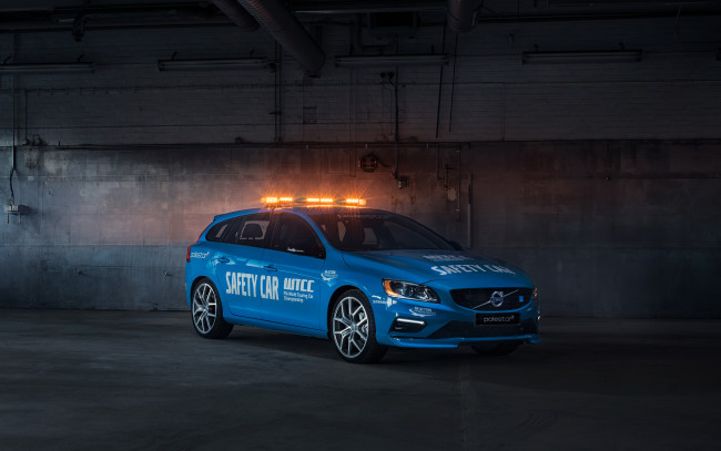 Обои картинки фото автомобили, volvo, v60, safety, car, wtcc, polestar, 2016г