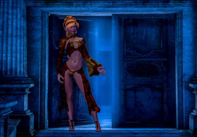 Обои картинки фото 3д графика, люди , people, интерьер, фон, девушка, взгляд