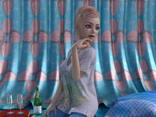 Картинка 3д+графика люди+ people девушка взгляд фон