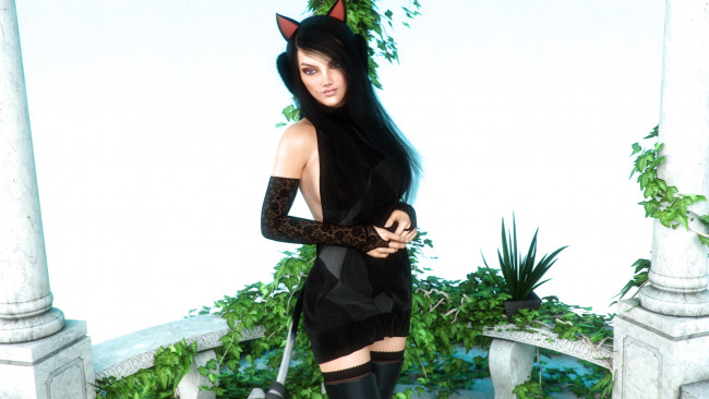 Обои картинки фото 3д графика, люди , people, взгляд, девушка, фон