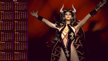 Картинка календари 3д-графика демон женщина рога