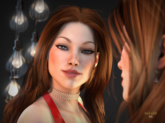 Обои картинки фото 3д графика, портрет , portraits, девушка, взгляд, фон