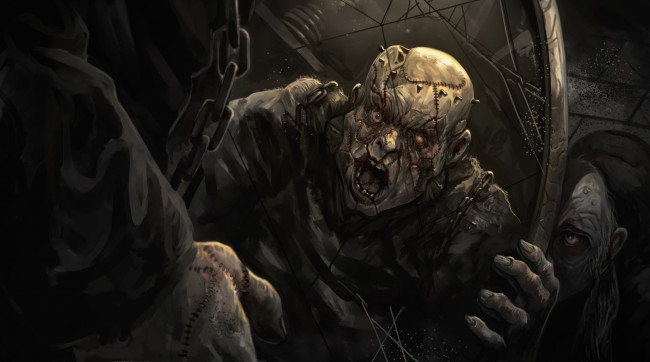 Обои картинки фото фэнтези, нежить, существо, зеркало, взгляд, фон, мужчина