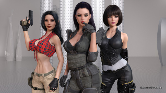 Обои картинки фото 3д графика, фантазия , fantasy, девушки, взгляд, фон