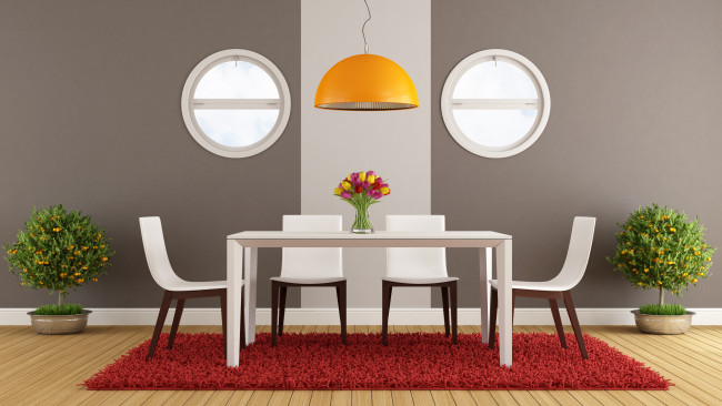 Обои картинки фото 3д графика, реализм , realism, стол, стулья, цветы