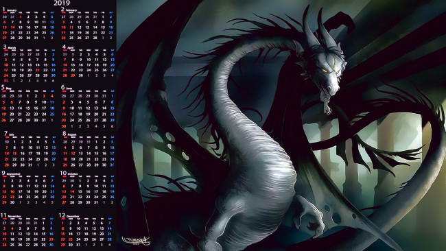 Обои картинки фото календари, фэнтези, дракон