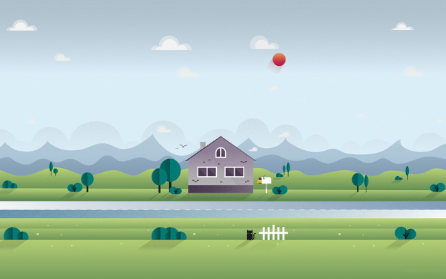 Обои картинки фото векторная графика, город , city, дом, пейзаж, дорога