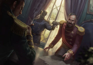 Картинка фэнтези люди мужчины фон униформа