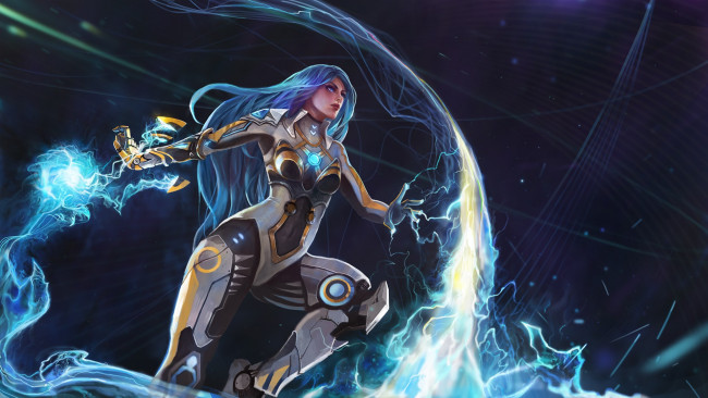 Обои картинки фото видео игры, league of legends, девушка, фон, униформа