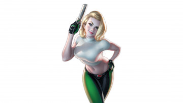 Картинка warren+louw рисованное люди девушка фон взгляд улыбка пистолет