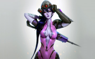 Картинка видео+игры overwatch девушка шлем оружие