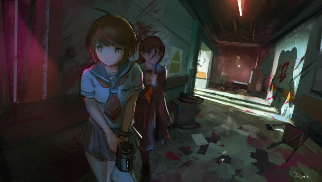 Обои картинки фото аниме, danganronpa, школа, отчаяния