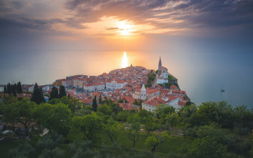 Картинка piran slovenia города -+панорамы