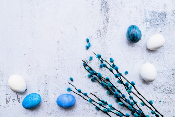 Картинка праздничные пасха яйца ветки верба