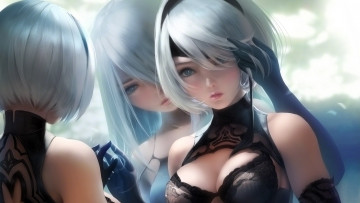 Картинка видео+игры nier +automata девушки киборги