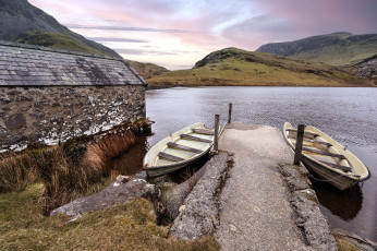 обоя корабли, лодки,  шлюпки, горы, река