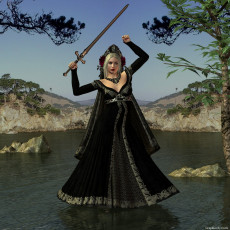 Картинка 3д графика amazon амазонки меч вода