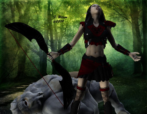 Картинка 3д графика elves эльфы лук лес эльфийка