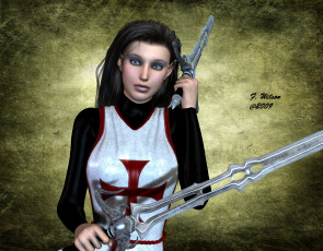 Картинка 3д графика elves эльфы меч эльфийка