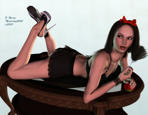 Картинка 3д графика people люди девушка яблоко