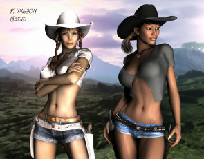 Картинка 3д графика people люди девушки ковбои