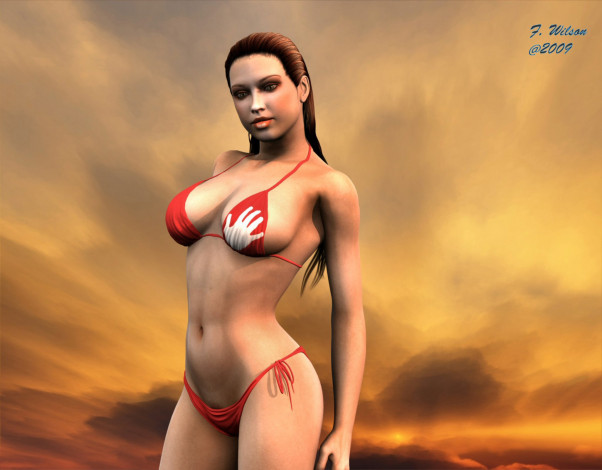 Обои картинки фото 3д, графика, people, люди, девушка, бикини