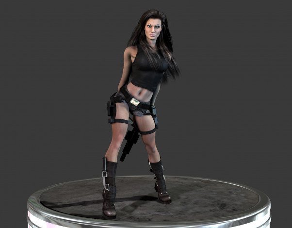 Обои картинки фото 3д, графика, people, люди, девушка, оружие