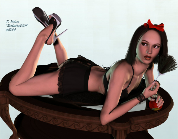 Обои картинки фото 3д, графика, people, люди, девушка, яблоко