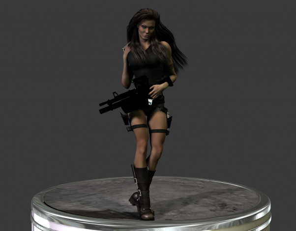 Обои картинки фото 3д, графика, people, люди, оружие, девушка