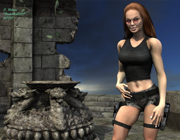 Обои картинки фото 3д, графика, people, люди, оружие, девушка