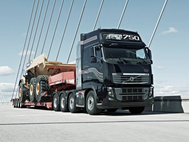 Обои картинки фото volvo, автомобили, trucks, автопоезд, перевозка