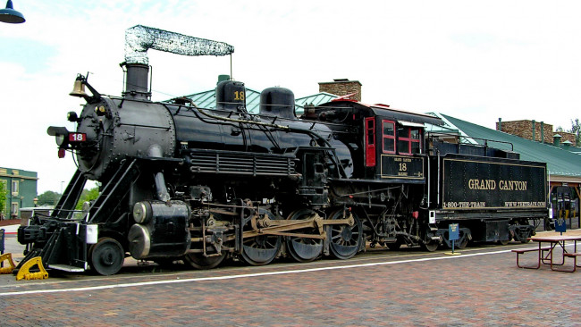 Обои картинки фото grand, canyon, техника, паровозы, рельсы, паровоз, тендер