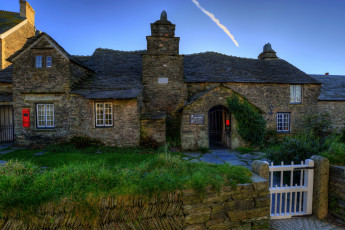 Картинка города -+здания +дома england cornwall tintagel сумерки дом трава англия